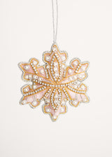 Pink pearled snowflake decoration