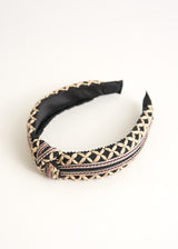 Black embroidered headband