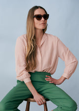 Soft blush waffle texture swing shirt