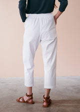 White cotton slim fit trousers
