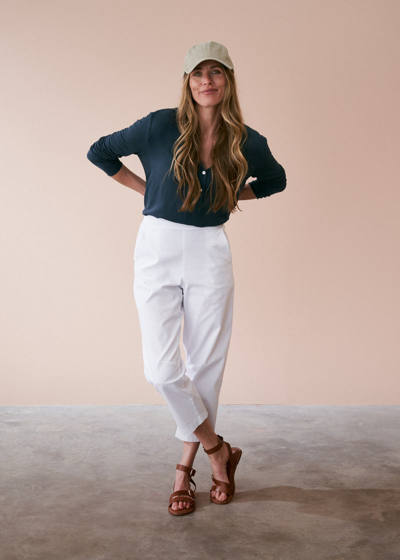 Dark teal long sleeve relaxed jersey top