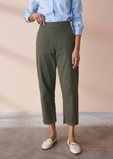 Khaki cotton slim fit trousers