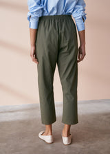 Khaki cotton slim fit trousers