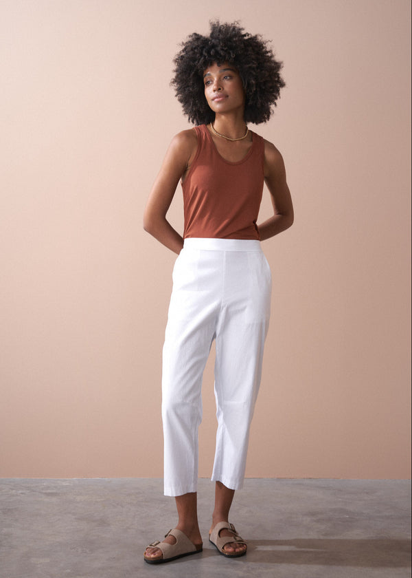 White cotton slim fit trousers