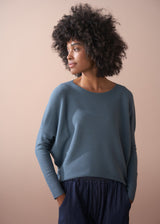 Long sleeve fine knit teal sweater