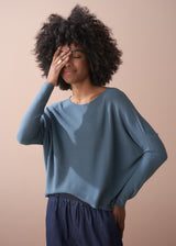 Long sleeve fine knit teal sweater