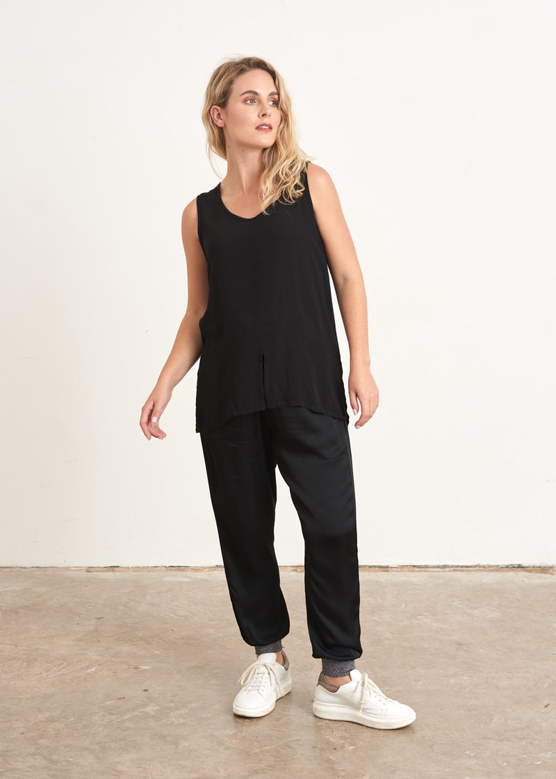 Black sleeveless vest top