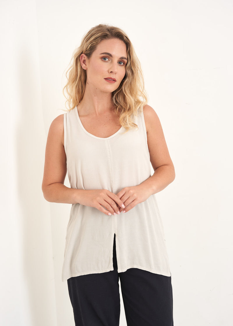 Oatmeal sleeveless vest top