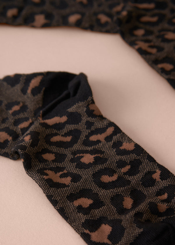RAYA LEOPARD PRINT SOCKS - BLACK