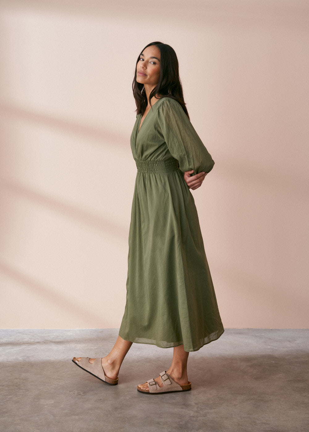 Regina Cotton Dress - Dark Khaki | Midi Dresses | BUSBY & FOX  Busby & Fox