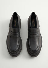 Black leather loafer