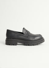 Black leather loafer