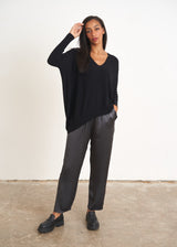 Charcoal grey satin trousers