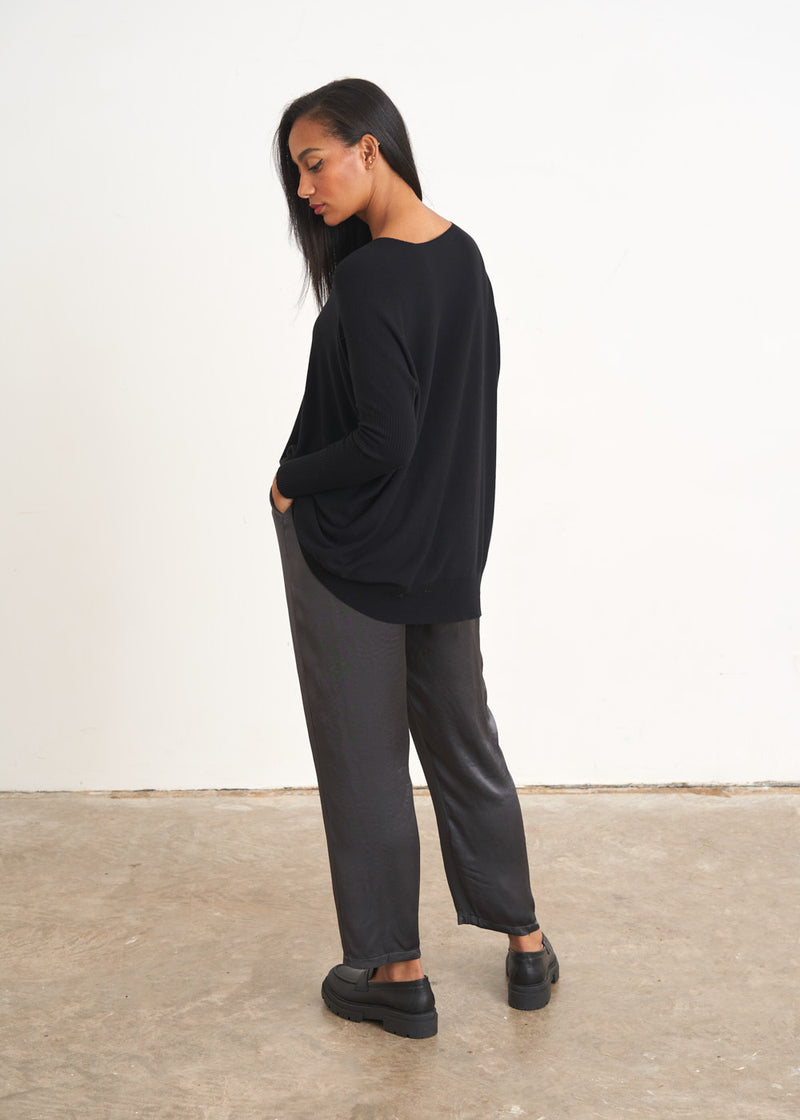 Charcoal grey satin trousers