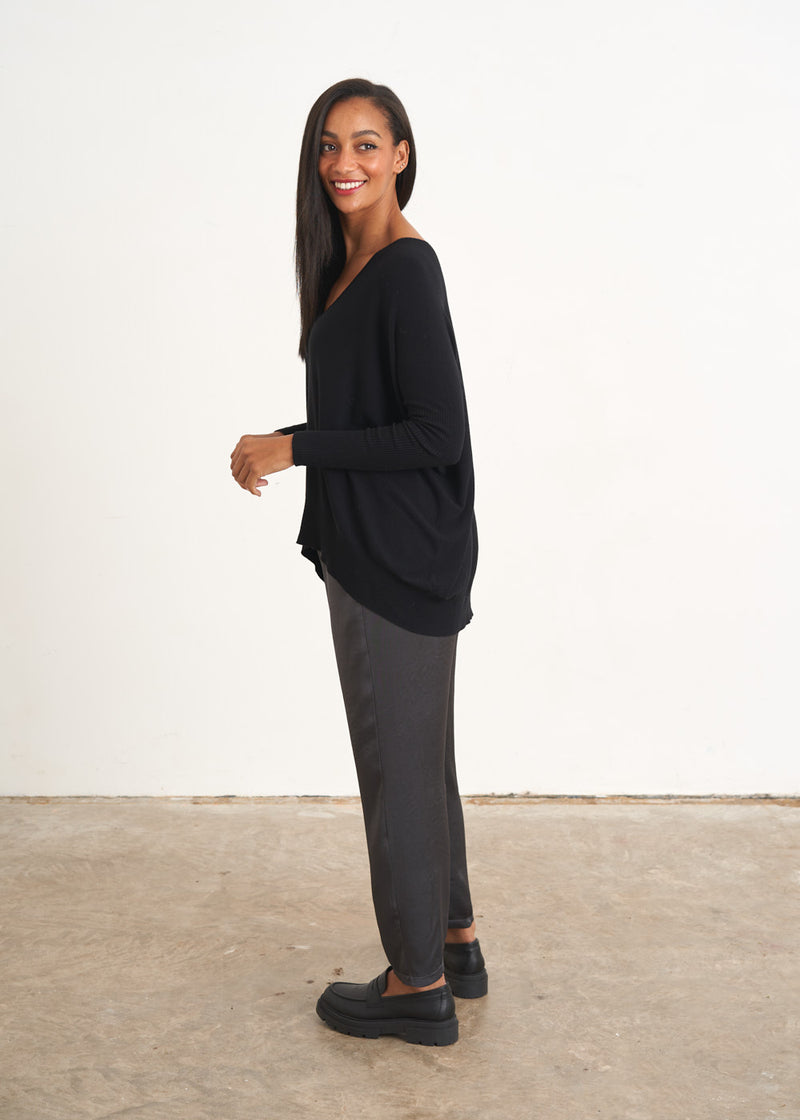 Charcoal grey satin trousers