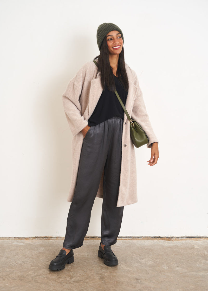 Charcoal grey satin trousers