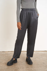 Charcoal grey satin trousers