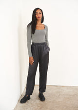 Charcoal grey satin trousers
