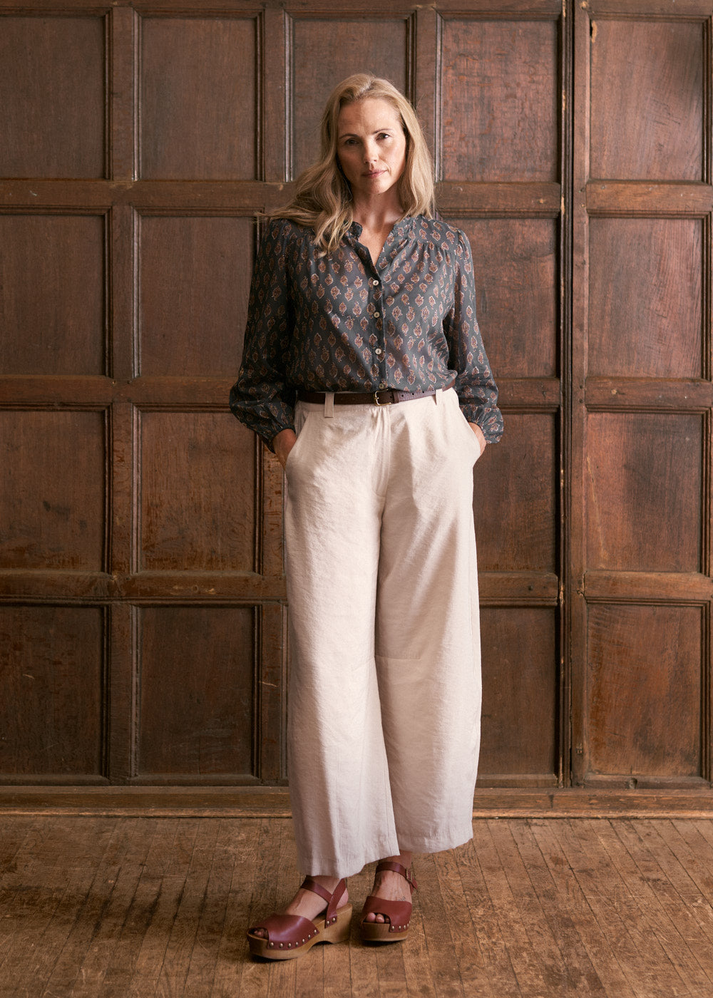FELICITY BARREL LEG TROUSER - PORCELAIN