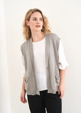 Grey knitted sleeveless waiscoat