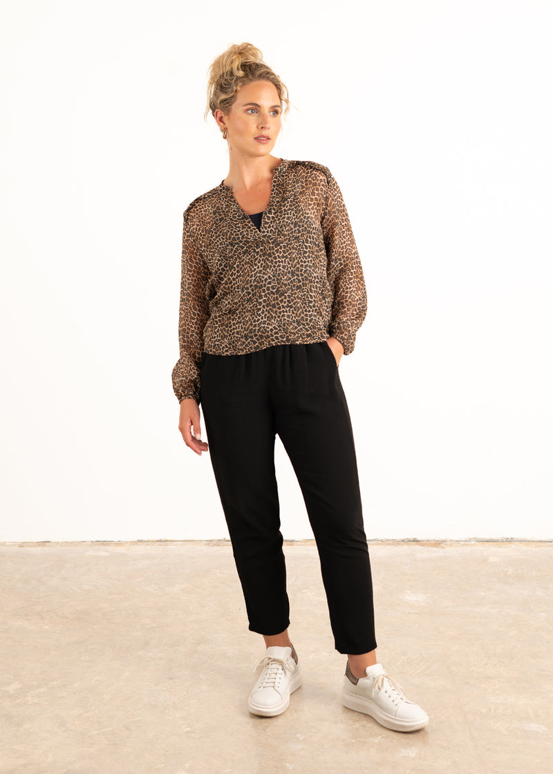Sheer leopard print blouse