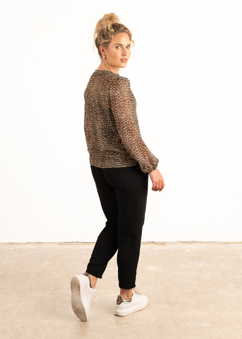Sheer leopard print blouse