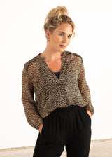 Sheer leopard print blouse