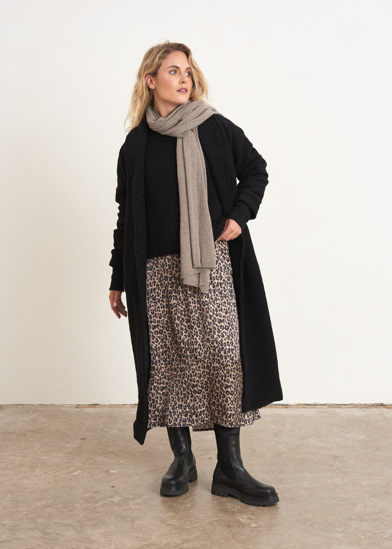 Leopard print satin midi dress