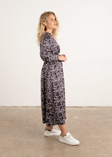 Dark blue floral midi dress