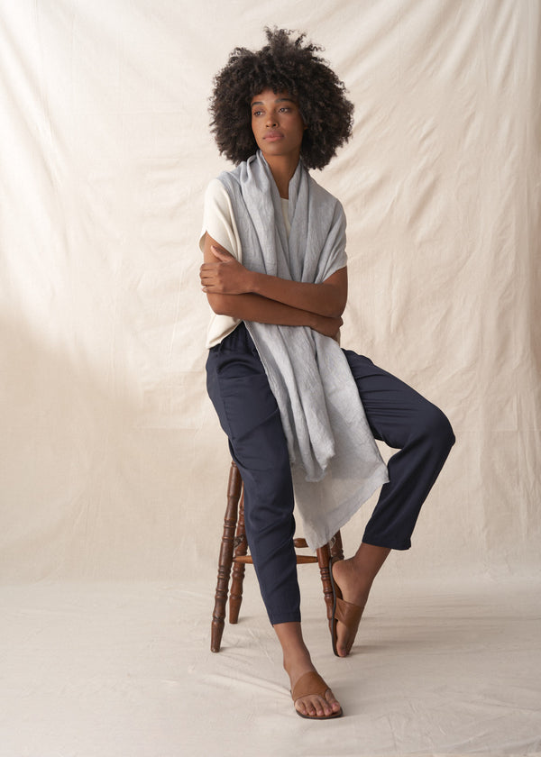 Longline light blue cotton shirt