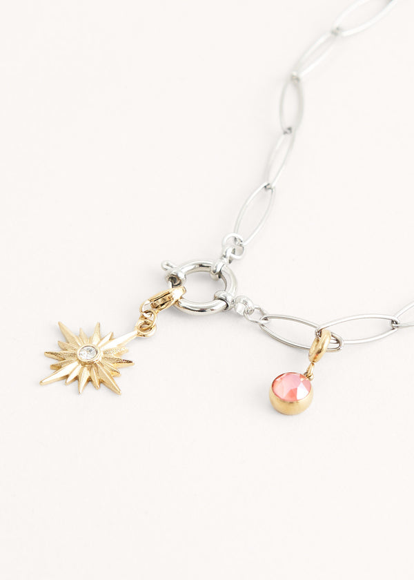 Star and crystal charm necklace
