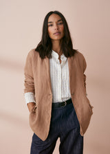 Camel brown relaxed linen blazer