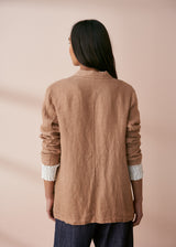 Camel brown relaxed linen blazer