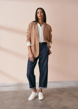 Camel brown relaxed linen blazer