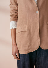 Camel brown relaxed linen blazer