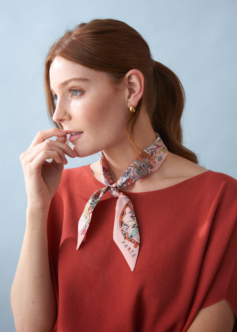 SAFFRON SATIN SCARF - PINK PARIS