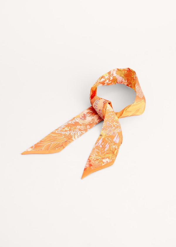 Orange jungle print satin scarf