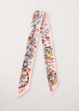 Pale pink illustrated neck tie