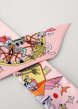 Pale pink illustrated neck tie
