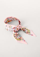 Pale pink illustrated neck tie
