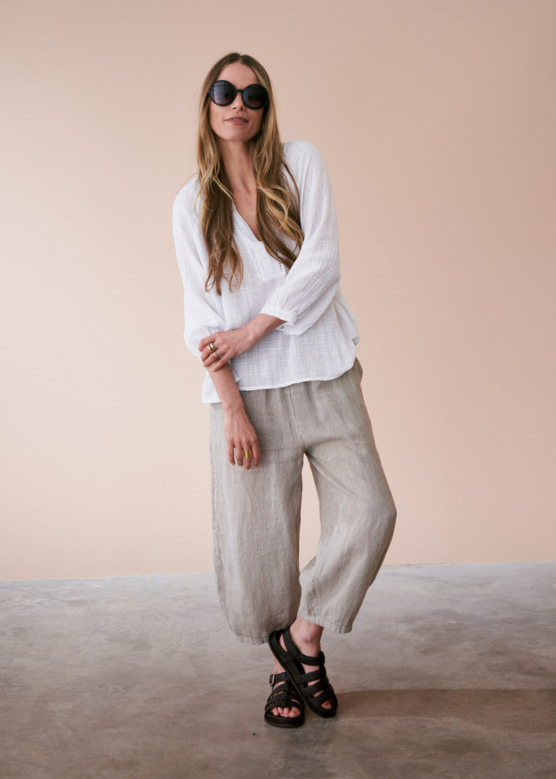 White cotton top with embroidered detail