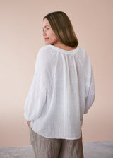 White cotton top with embroidered detail