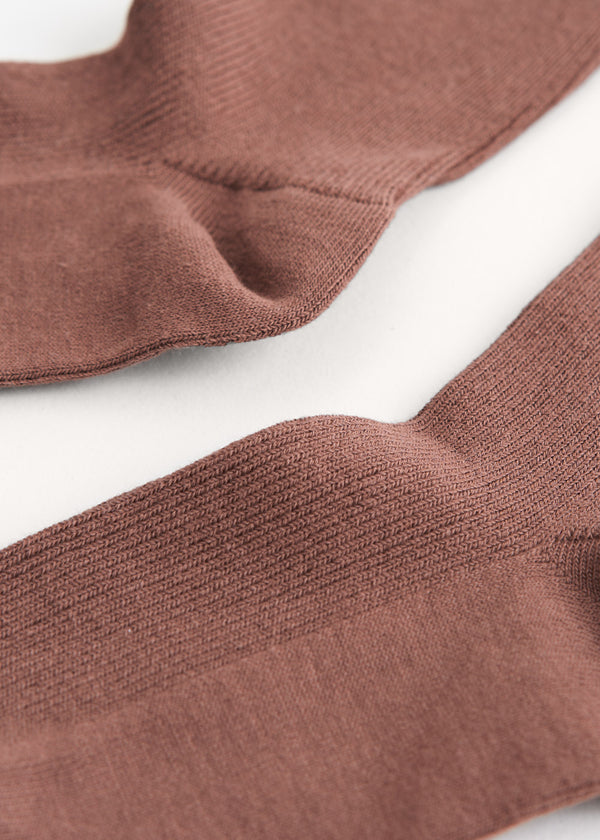 Brown ribbed cotton socks