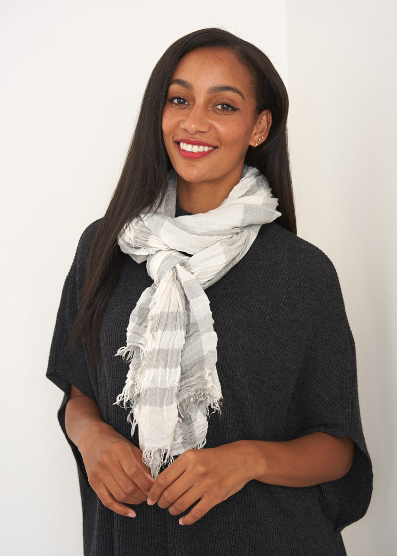 Soft grey checked scarf