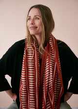Red printed cotton scarf