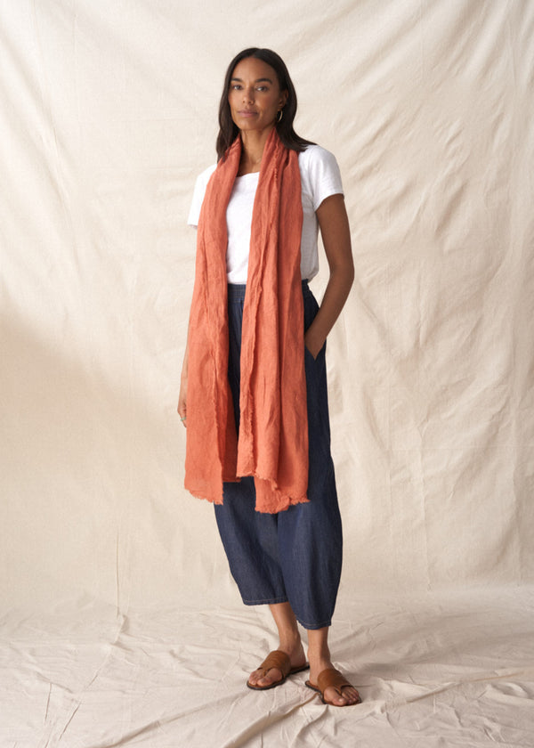 LILLIAN LINEN SCARF - TERRACOTTA