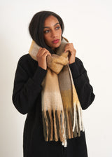 Khaki and yellow checked scarf