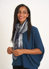 Blue and white check scarf