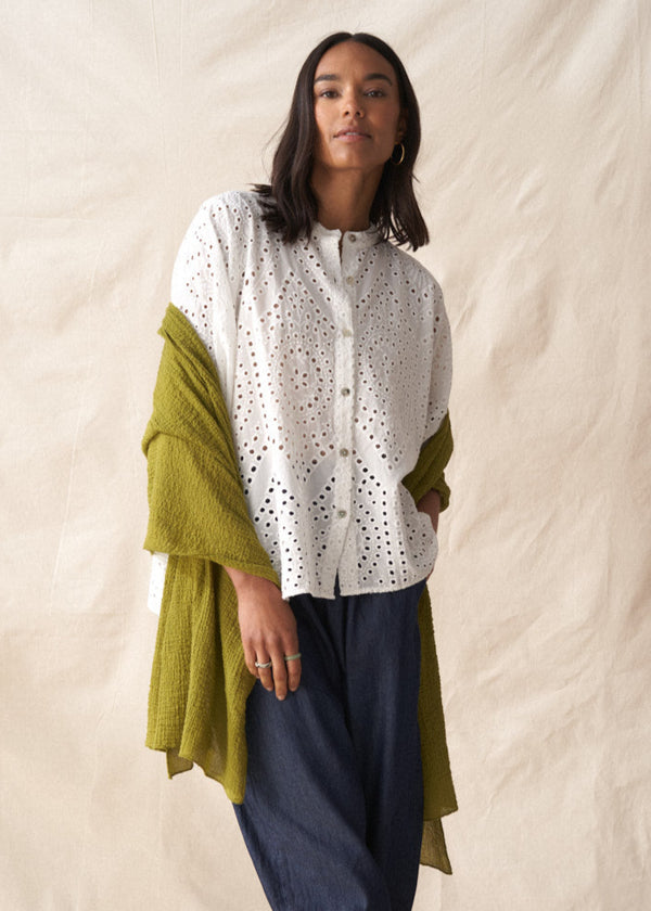 WILMA WAFFLE SCARF - OLIVE