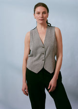 Grey and white check waistcoat